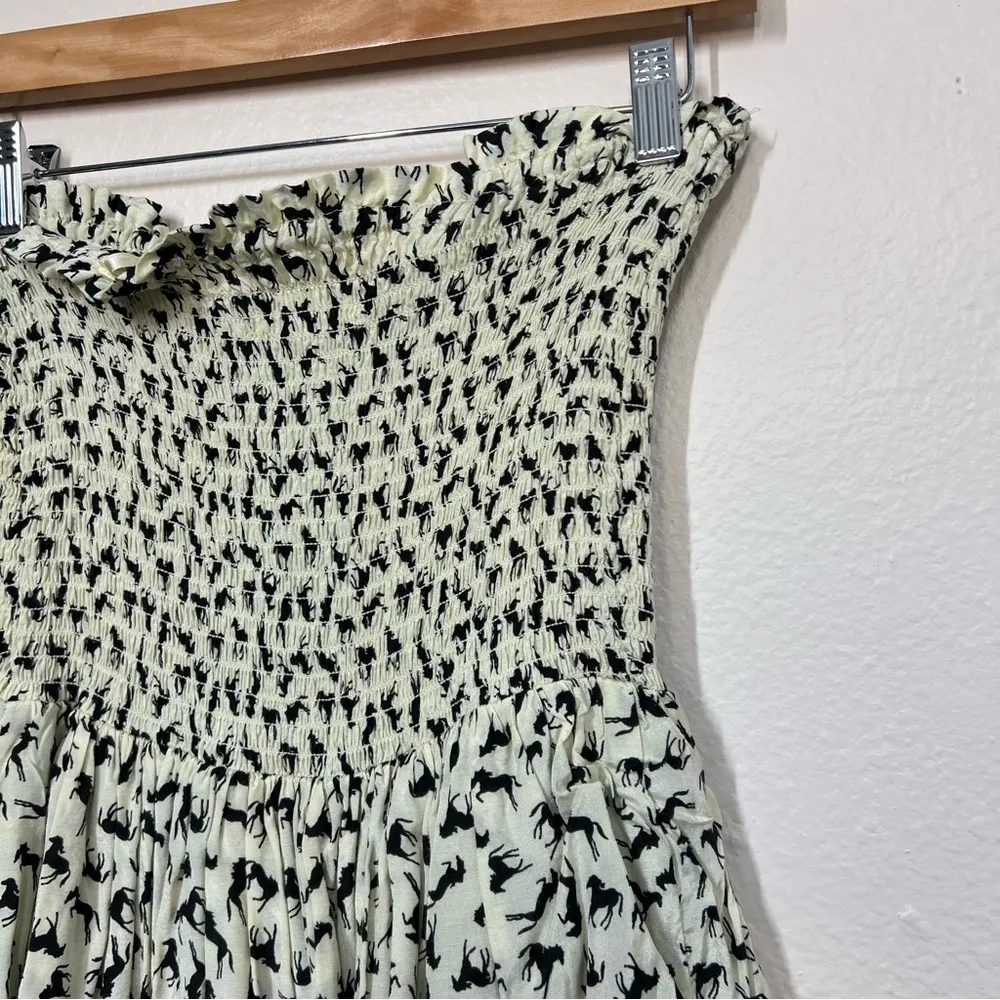 Dolls Kill Dolls Point Cream Horse Print Smocked Layered Mini Dress - Image 7