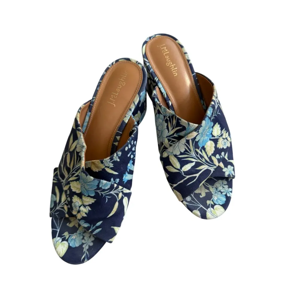 MCLAUGHLIN Blue White Floral Sandals Heels 7 - Image 6