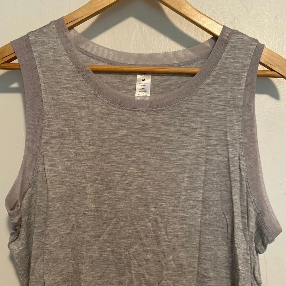 Yogalicious Grey Mesh Accent Workout Tank Top - Image 2