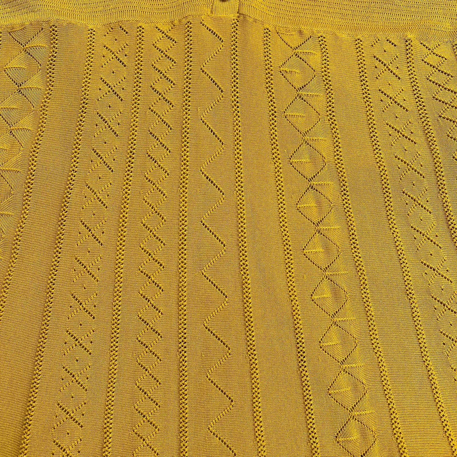 ba&sh Adana Pointelle Babydoll Cap Sleeve Knit Dress Mustard Yellow Lined Size 2 - Image 8