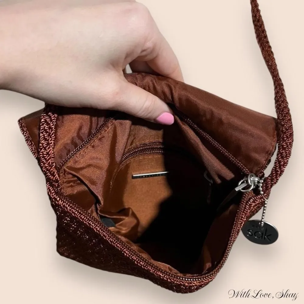 90s vintage Tha Sak burnt orange crochet cottage core crossbody bag - Image 5