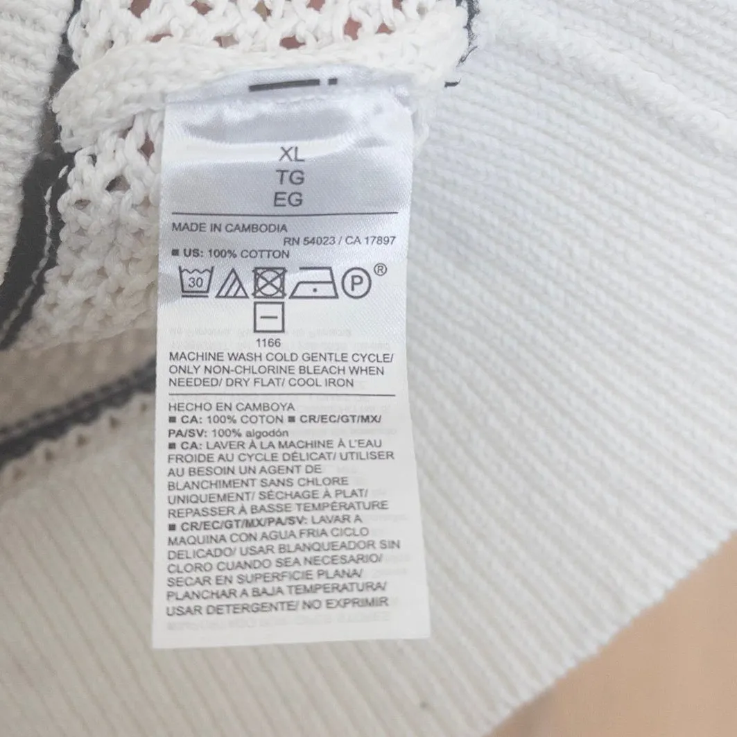 Old Navy Womens Striped Mesh Knit Polo Shirt Size XL Preppy Old Money Parisian - Image 6