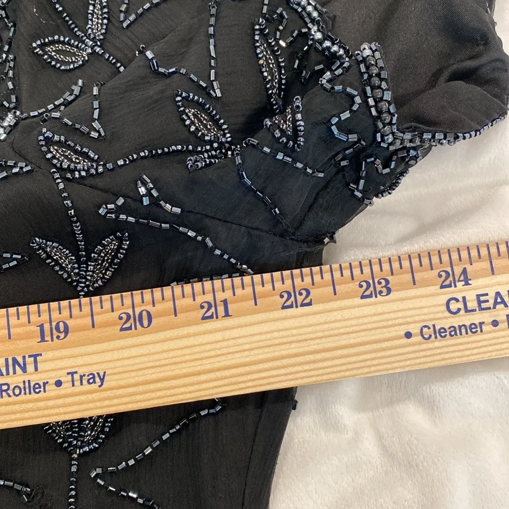 Cote d’ Azur Vintage 1980s Disco Beaded Black Sequin Short Sleeve Top Blouse XL - Image 10