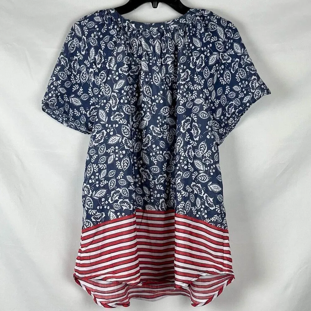 Kim Rogers Paisley Leaf Striped Blouse XL - Image 3