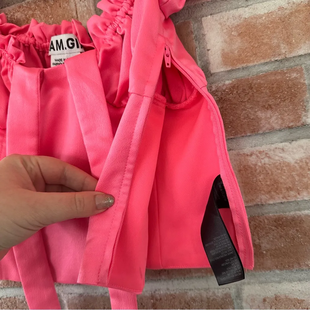 I. AM. GIA Naomi Corset Cropped Top Ruffled Women’s Small Pink Barbie Bratz - Image 9