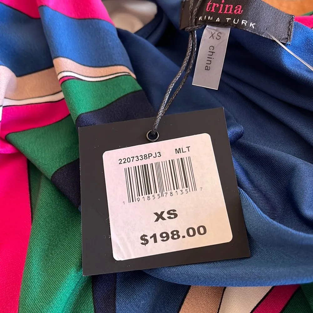 NWT Trina Turk dress Burch Wave geometric Stretch Jersey Mini Dress Multi - Image 5