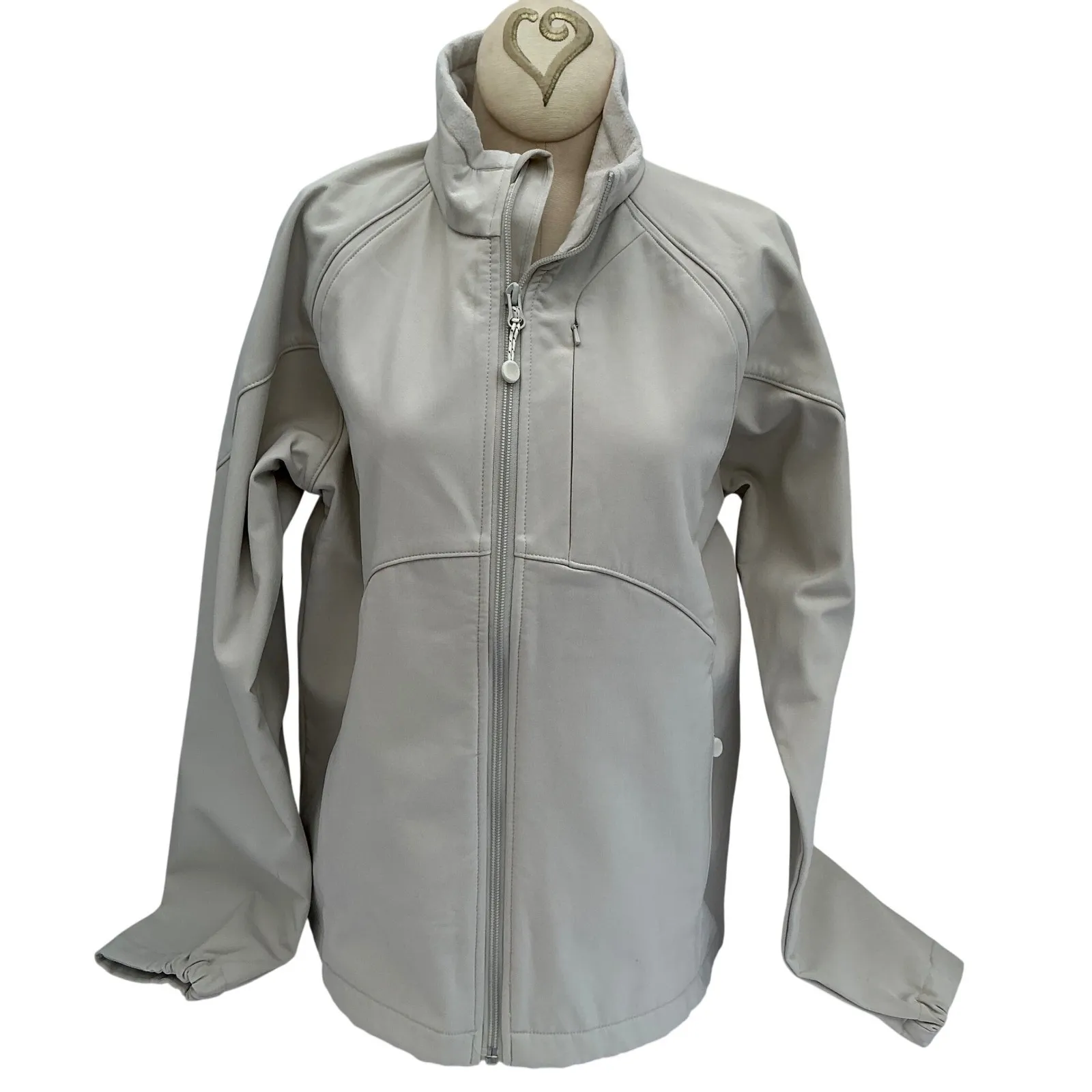 Black Diamond Women's Softshell Jacket Beige Zip Front Outdoor Hiking Size M Med - Image 3