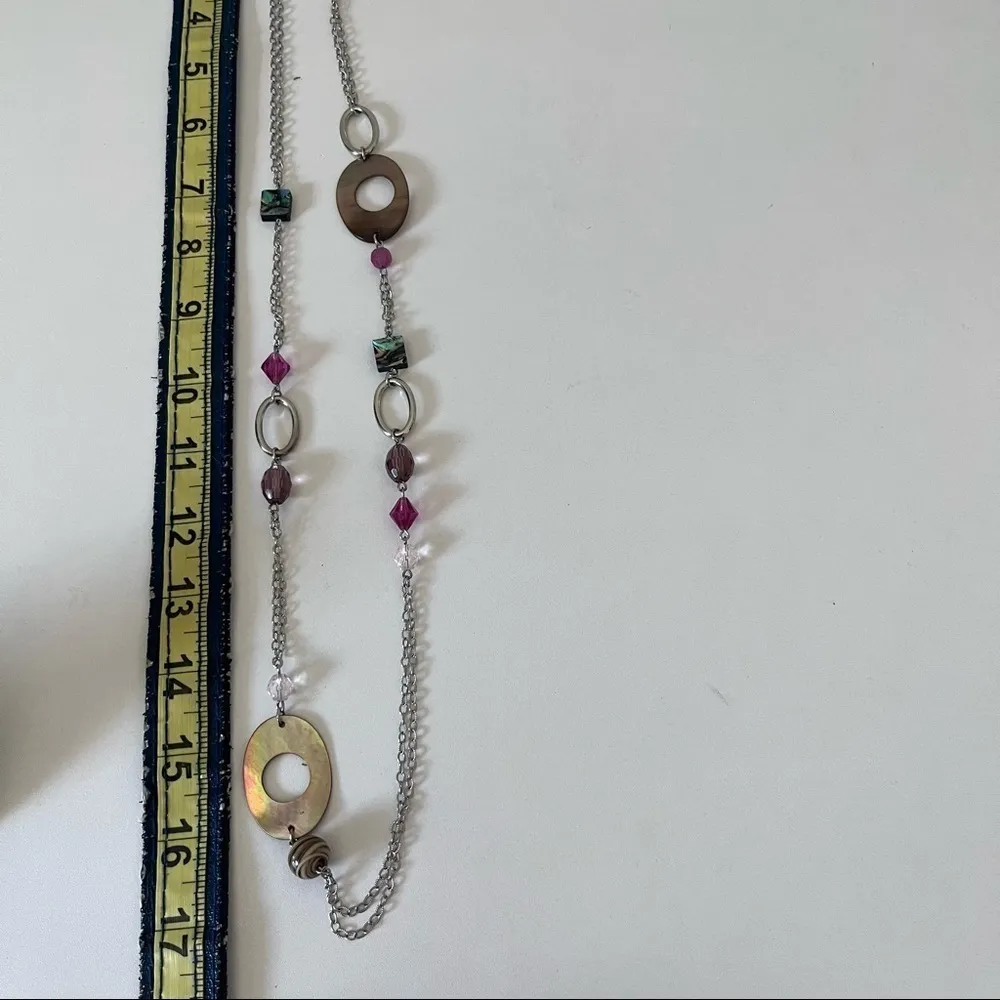 Lia Sophia Mantra Silver Tone Resin Mother Pearl Abalone She’ll Wood Necklace - Image 7