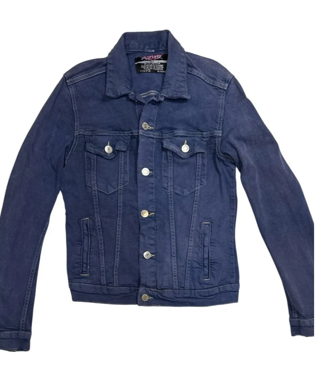 Azur Small Blue Denim Jacket Women’s Trucker Casual Vintage Style Button Front - Image 1