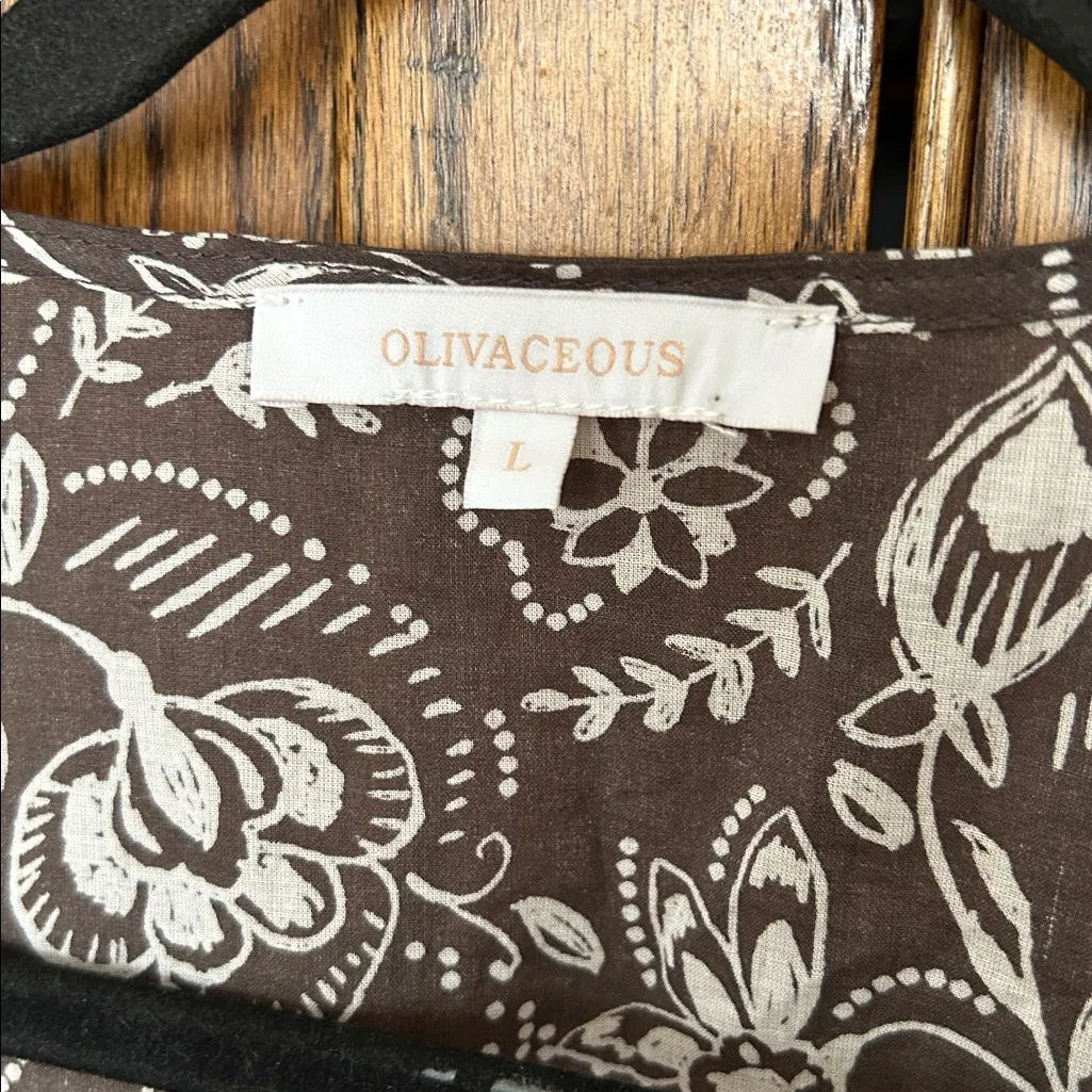 Olivaceous Floral Ruffle Crop Top‎ Dainty Shirt Chocolate Brown Holiday Large - Image 5