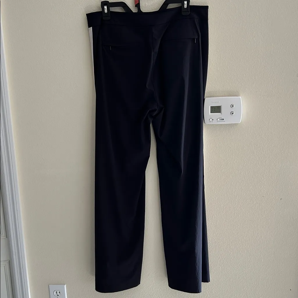 Athleta luxe Gramercy track black w/stripe wide leg, athletic trouser pants 12 - Image 3