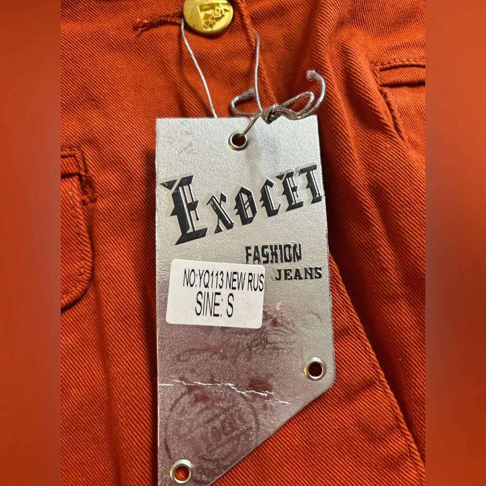 NEW EXOCET Rust Cotton Blend Denim Jacket Juniors S Orange - Image 3