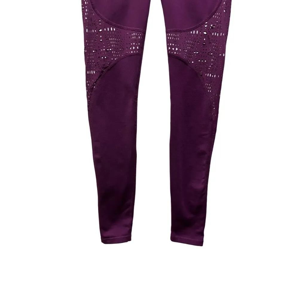 Alo Yoga Womens west coast Leggings Laser-Cut Design In Deep Plum Purple Size M - Image 6