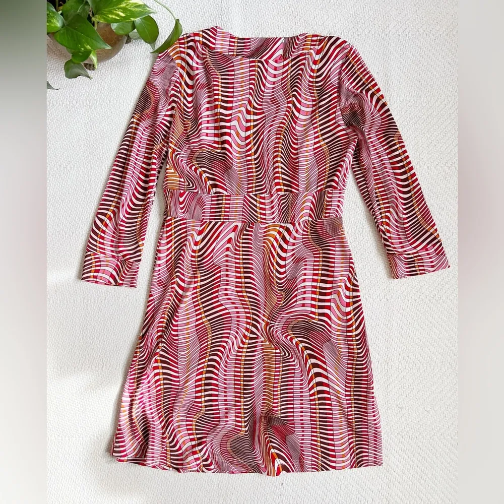 90s Vintage Retro Psychedelic Abstract Print Red Mini Dress - Image 10