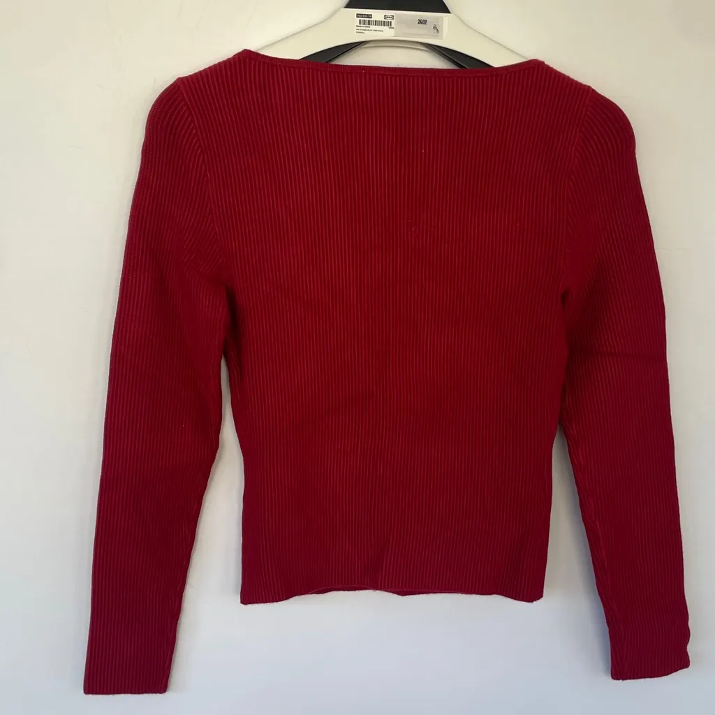 Abercrombie & Fitch Women's Red Ribbed Long Sleeve Sweater Viscose Blend Medium - Image 11