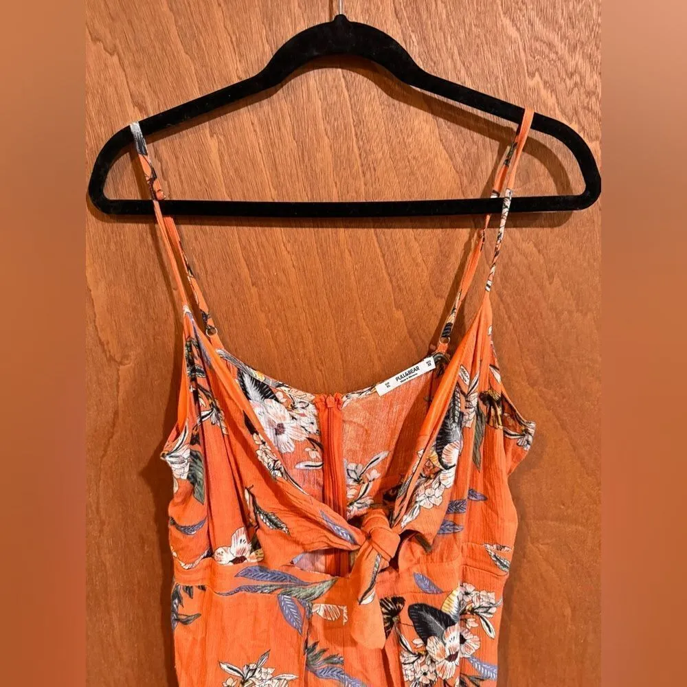 Pull &‎ Bear orange tropical one piece shorts romper size xl - Image 10