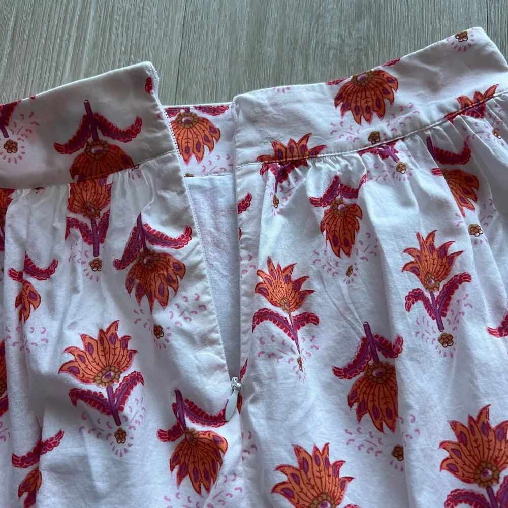 J Crew Factory Tiered Faux Wrap Midi Skirt Size 00 White Pink Orange Tiny Flaw - Image 8