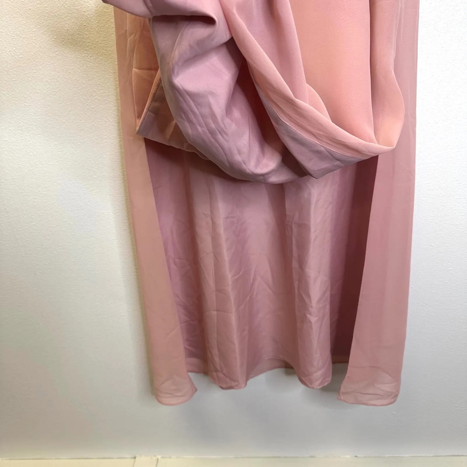 Revelry Skye Chiffon Side Split‎ Dress Blush Rosette Pink Size 6 - Image 4