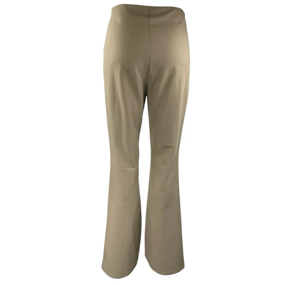 H&M Women's Beige Tan High Waisted Flared Bootcut Stretch Trousers Pants Size S - Image 3