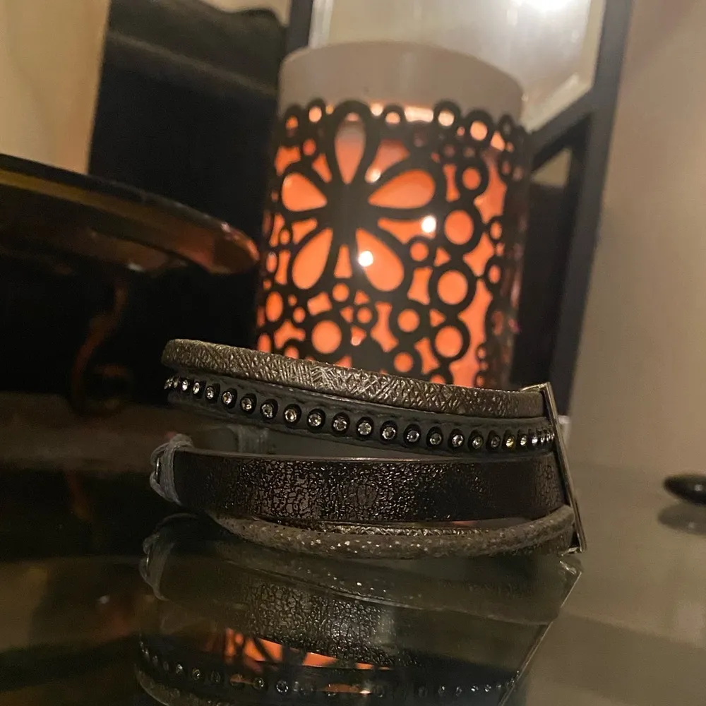 Strappy Boho Bling Wrap Bracelet Gray - Image 3