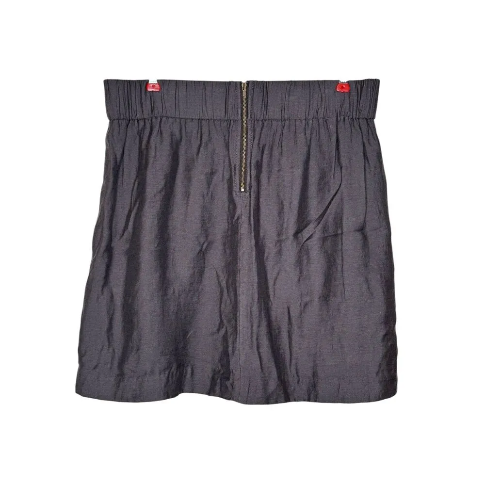 Loft Women's Mini Skirt Elastic Waist Lined A-Line Pleated‎ Zipper Back Gray 12 - Image 6