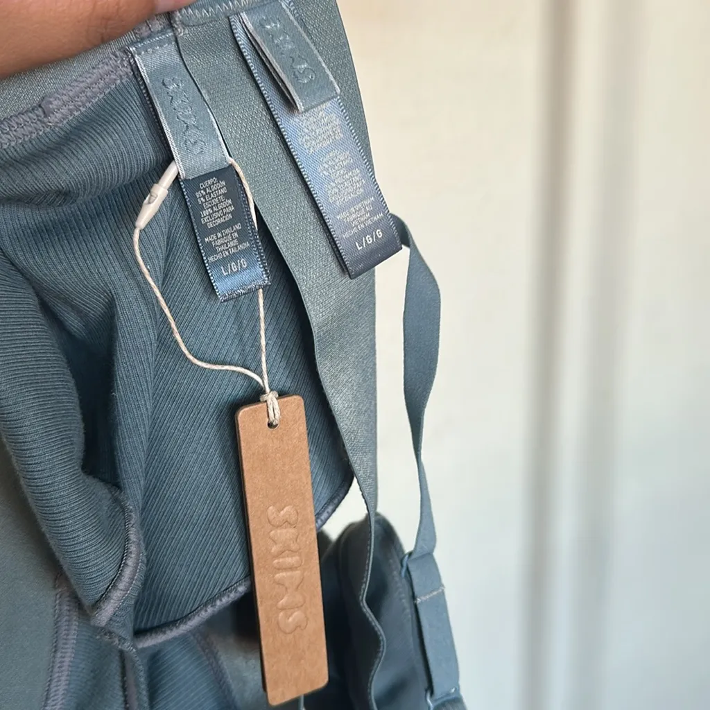 Skims Cotton Rib Plunge‎ Bralette brief SET  Kyanite Bralette NWT size L - Image 5