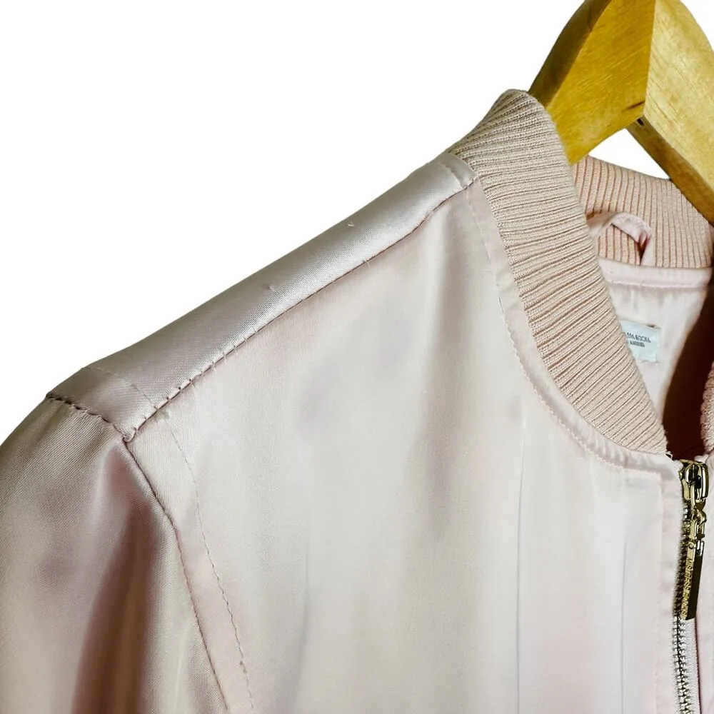 Mistress Rocks Boss Lady Pink Satin Bomber Jacket Size Small - Image 9