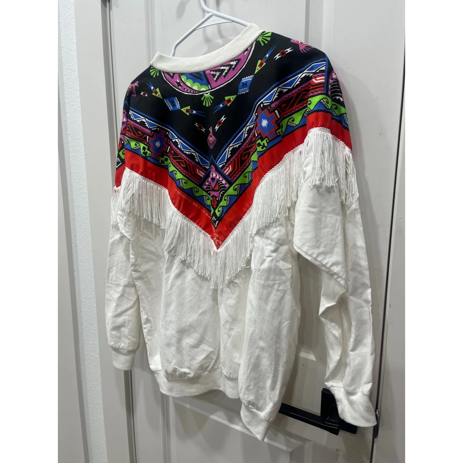 Vintage Western Southwest Fringe Sweatshirt Retro Boho Festival XL Made USA - Image 8