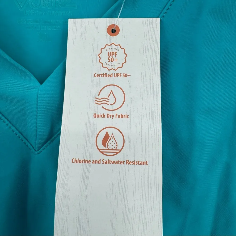 UV Skinz V Neck Sun Swim Shirt Teal Size XL - Image 6