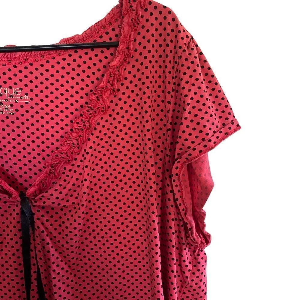 Cacique sleep wear shirt plus size 22/24 polka dot pink black - Image 2