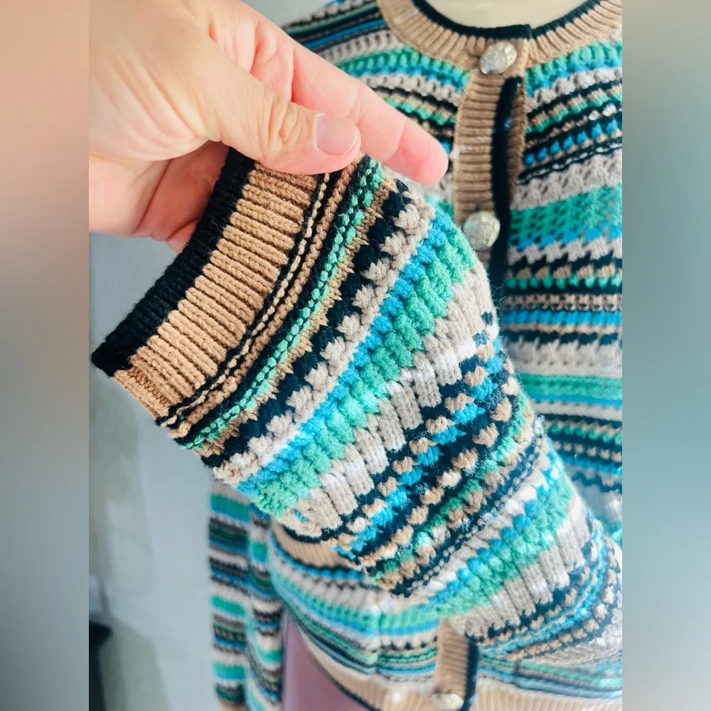 Crocheted Knit bottom up Cardigan small size like new condition charming - Image 6