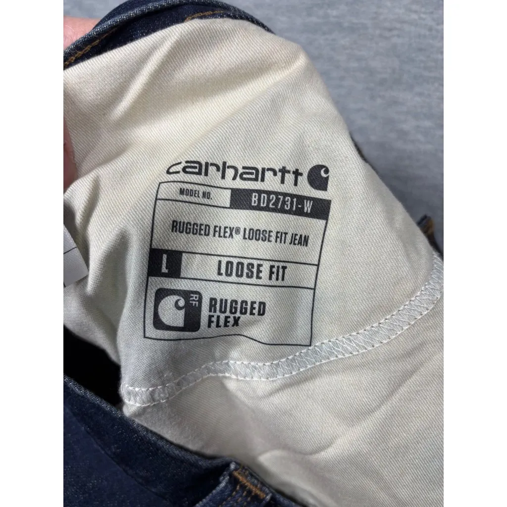 Carhartt Womens Rugged Flex Loose Fit Straight Leg‎ Jeans 14 Regular Dark Wash - Image 5