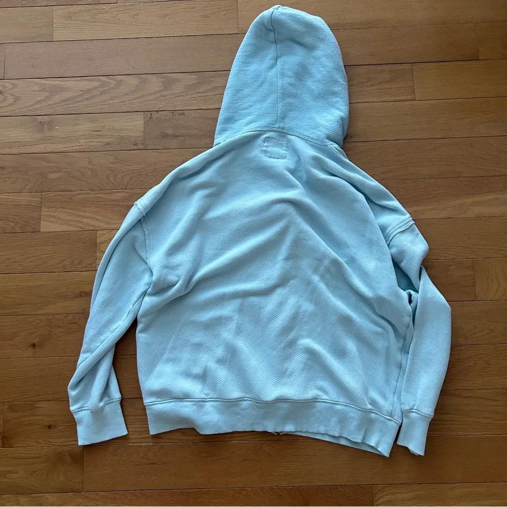 American Eagle Light Blue Waffle Knit Zip Up Hoodie - Image 2