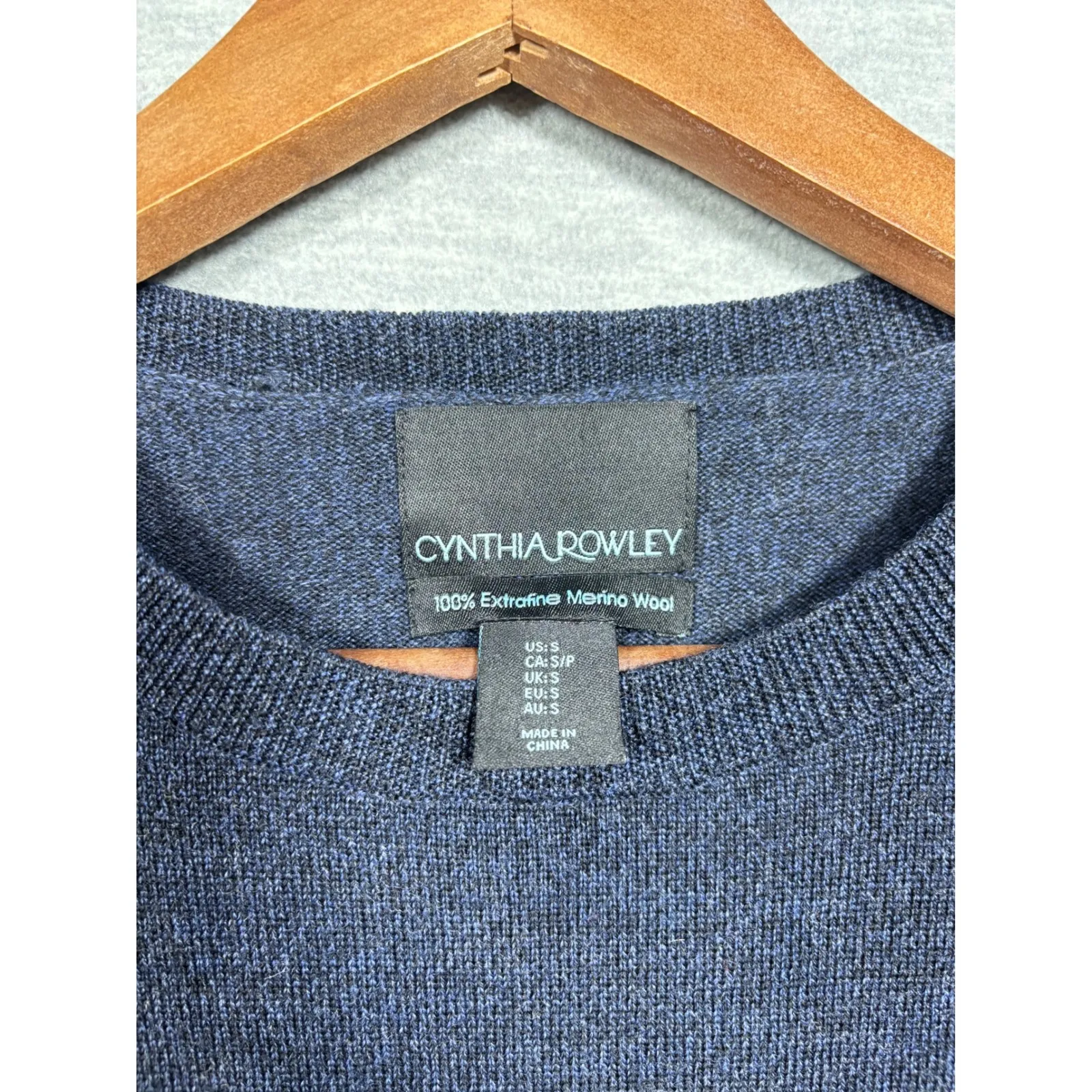 Cynthia Rowley Womens‎ Sweater Dress S Blue Extra Fine Merino Wool Bell Sleeve - Image 2