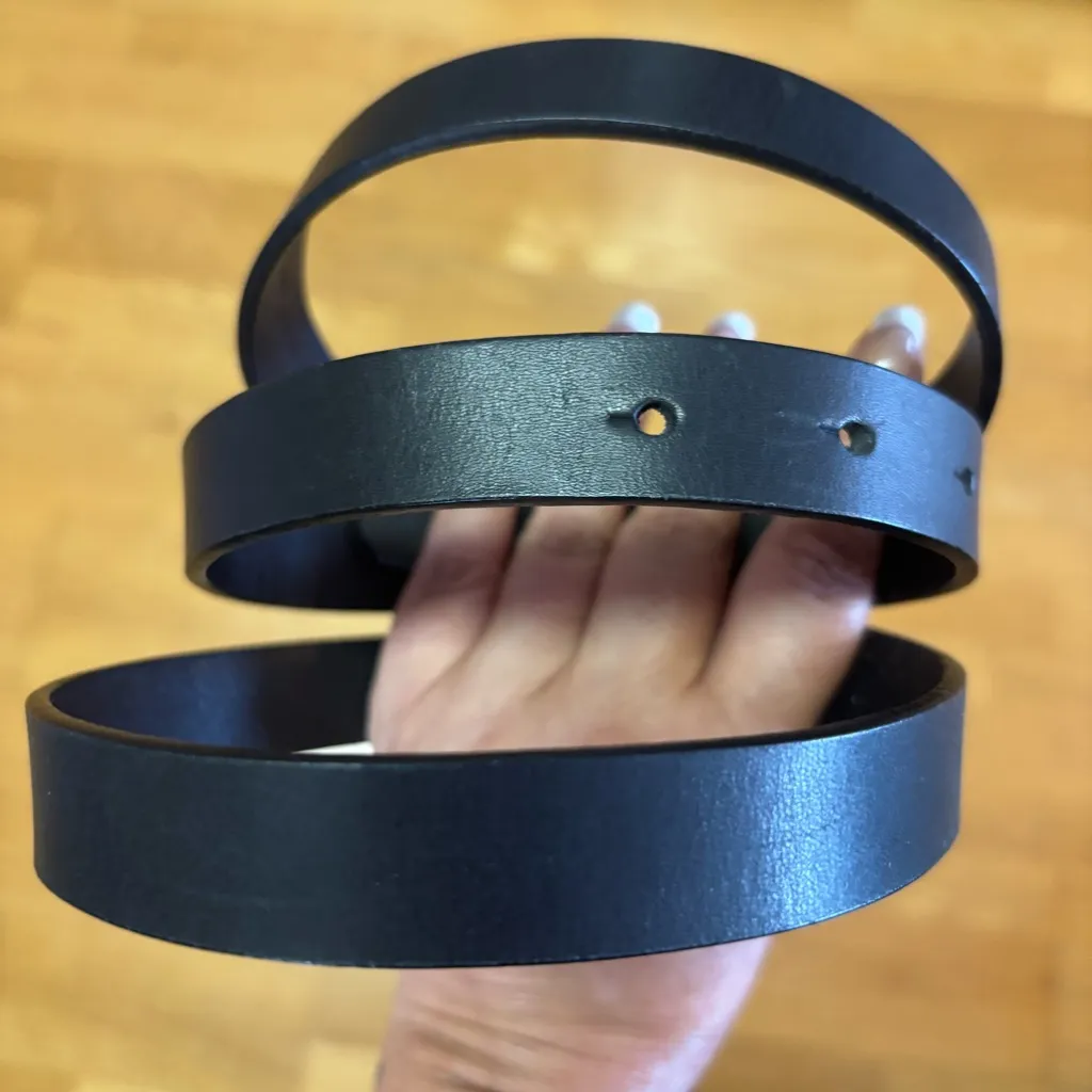 Coldwater Creek Black Leather Turquoise Coastal Cowgirl Boho Chic Skinny Belt L - Image 2