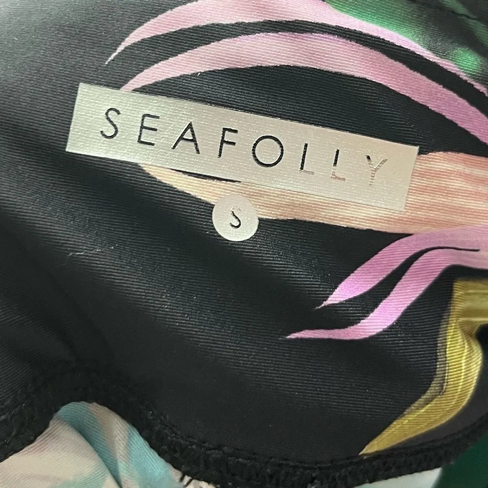Seafolly Las Palmas Tropical Black Athletic Leggings S - Image 7