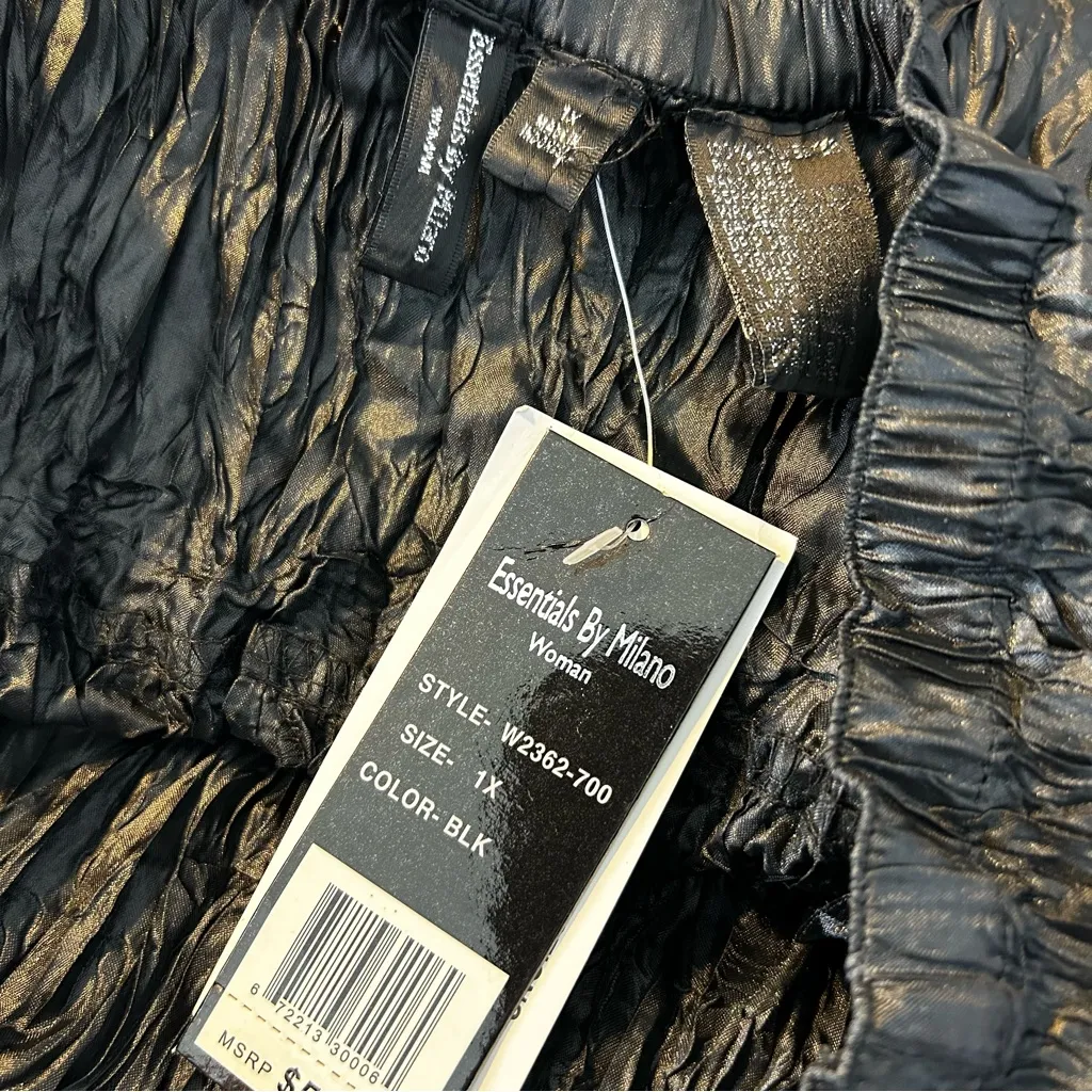 NWT Vintage Essentials by Milano Crinkle Black Sequin 80s/90s Midi Skirt 1X - Image 9