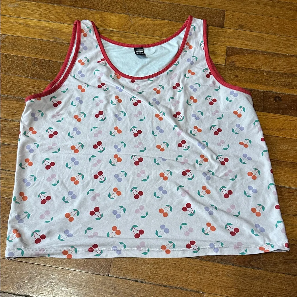 POP Fit x Cheek Boss Cherry Patterned Pajama/Lounge Set, Large Pink - Image 3