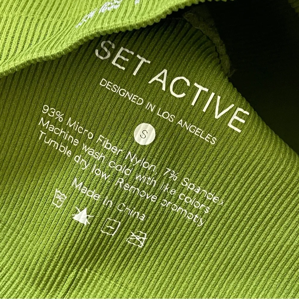 Set Active Top ribbed longline bra womens Green (small) workout athleisure party - Image 3