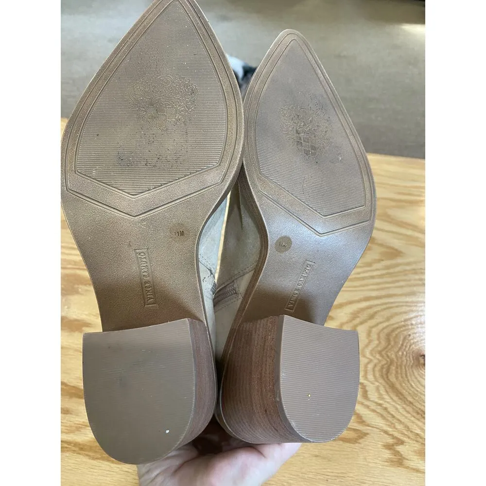Vince Camuto Rinvalla Women's 11 M Beige Leather Side Zip Block Heel Ankle Boots - Image 7