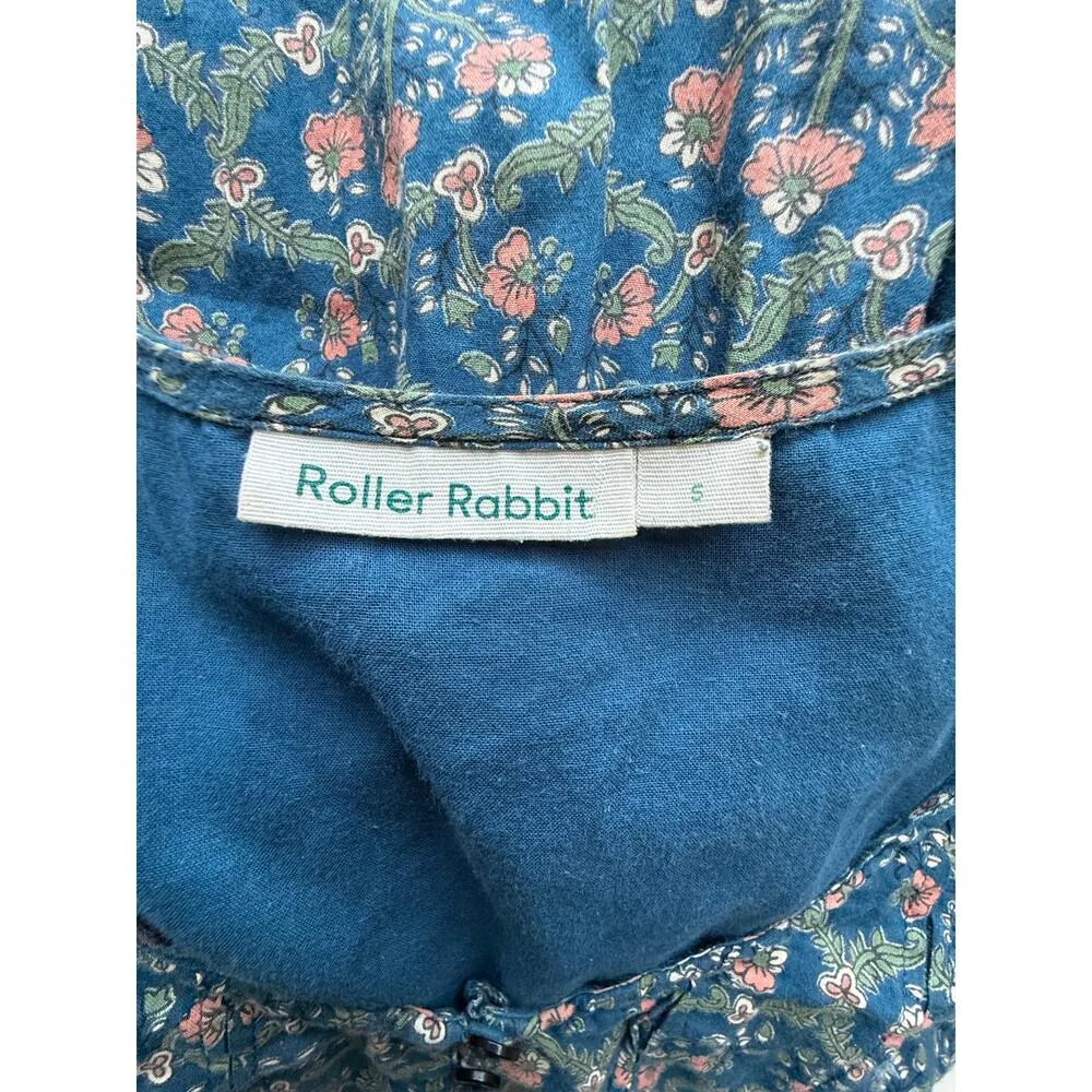 Roller Rabbit Hampton Mabel Midi Cotton Dress Floral Blue Size Small - Image 6