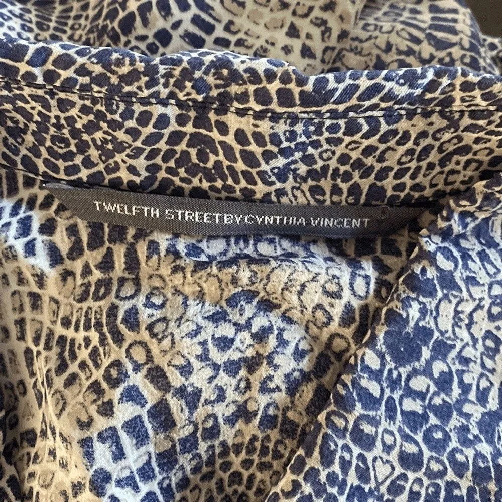 Twelfth Street by Cynthia Vincent Jumpsuit Mosaic Blue Gray Tapered Size 2 - Image 5