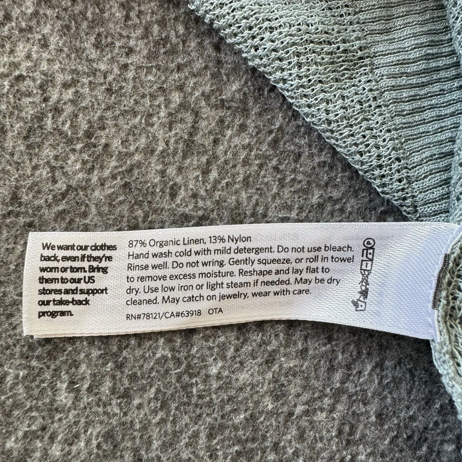 EILEEN FISHER Fine Organic Linen Crepe Knit Cropped Cardigan Light Blue Women S - Image 4