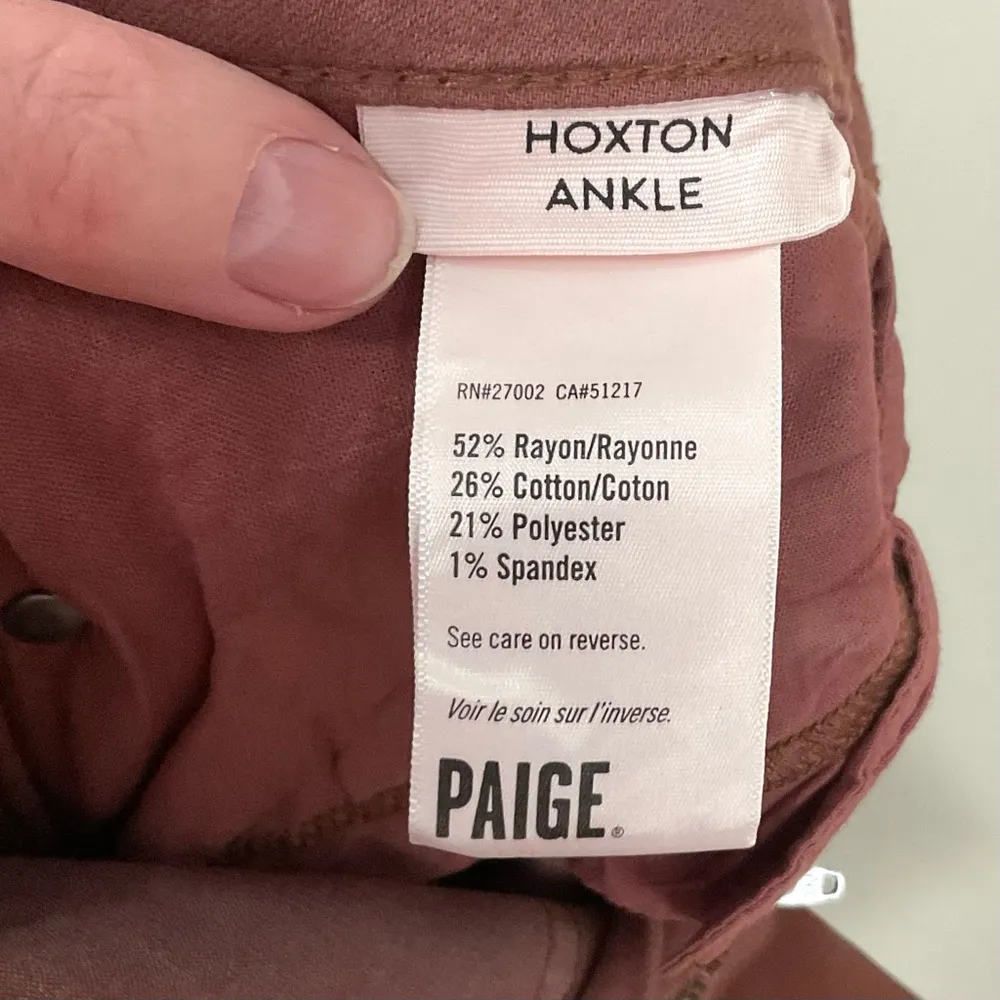 Paige Hoxton Ankle Jeans Cognac Sz 28 Cropped High Rise Skinny Coated Denim - Image 7