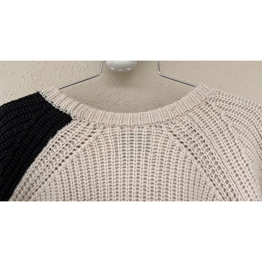 Emerson Fry Triangle Long Sweater M Colorblock Neutral Knitted Thick Oversized White Size M - Image 6