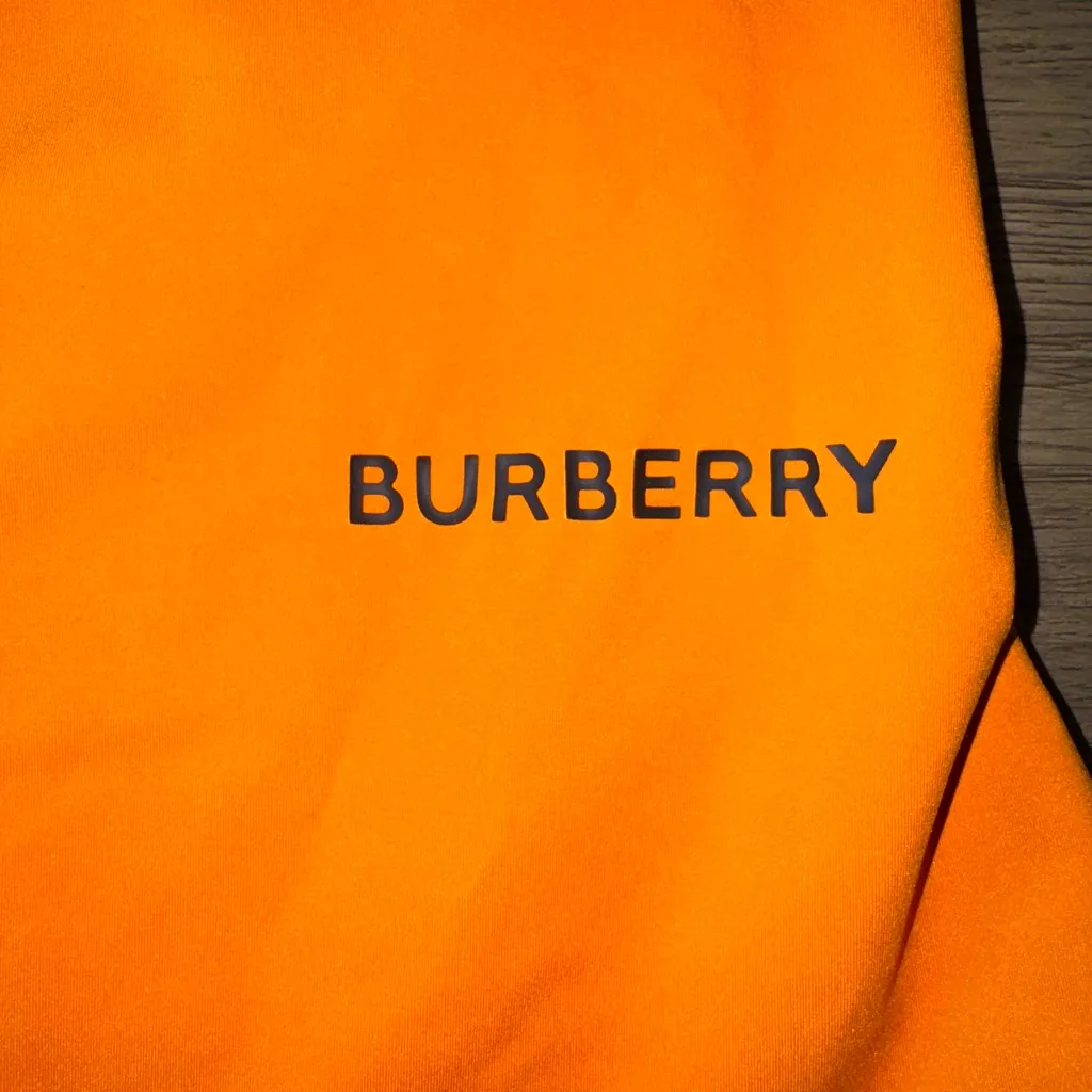 Burberry Icon Stripe Trim One Piece Women’s Bright Orange Swimsuit Size Small - Image 9