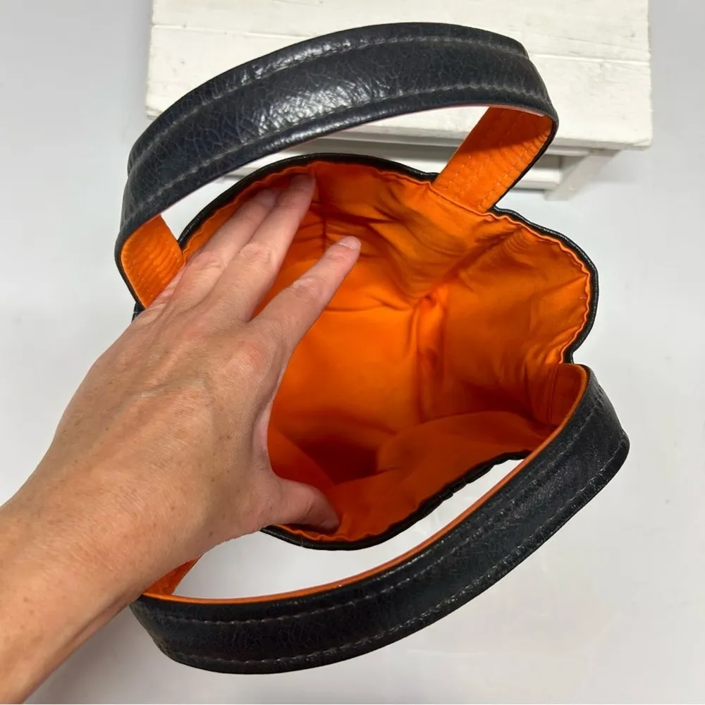 Vintage Bag by Pat Bucket Purse Chief Illiniwek Fighting Illini Embroidered Lthr Blue - Image 3