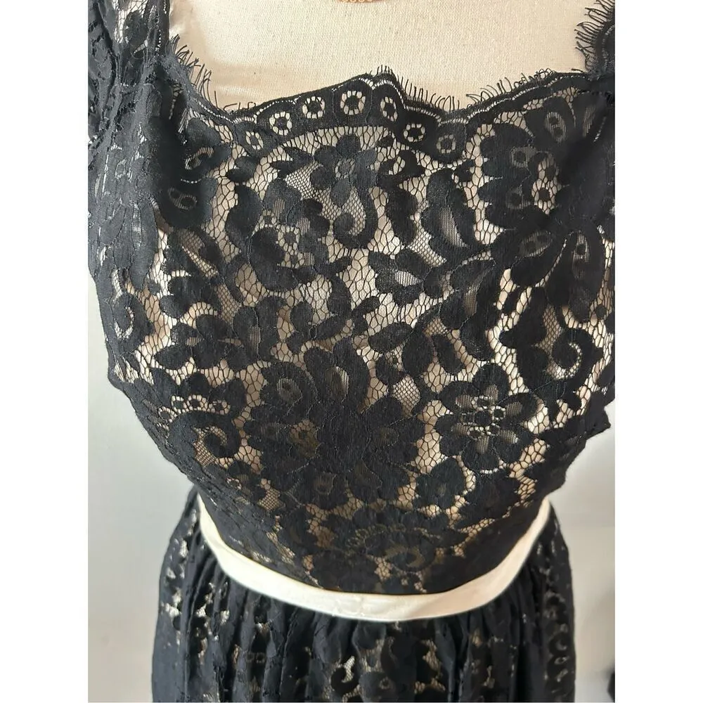 Christina Wu black lace cocktail dress short size 12 wedding guest fancy dinner - Image 2