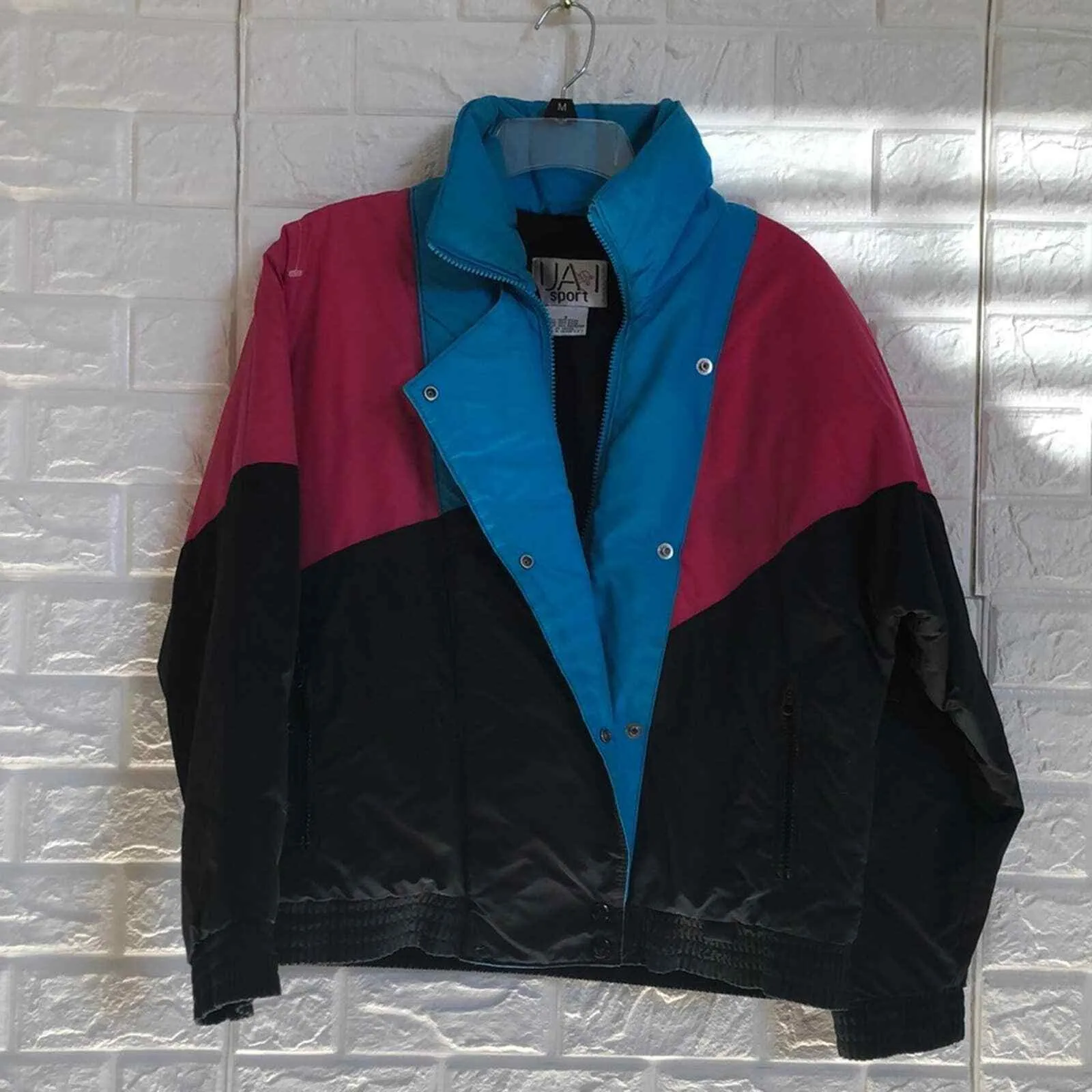 Vtg UAI Sport‎ Colorblock hot pink bright blue black winter ski jacket Women’s S - Image 2