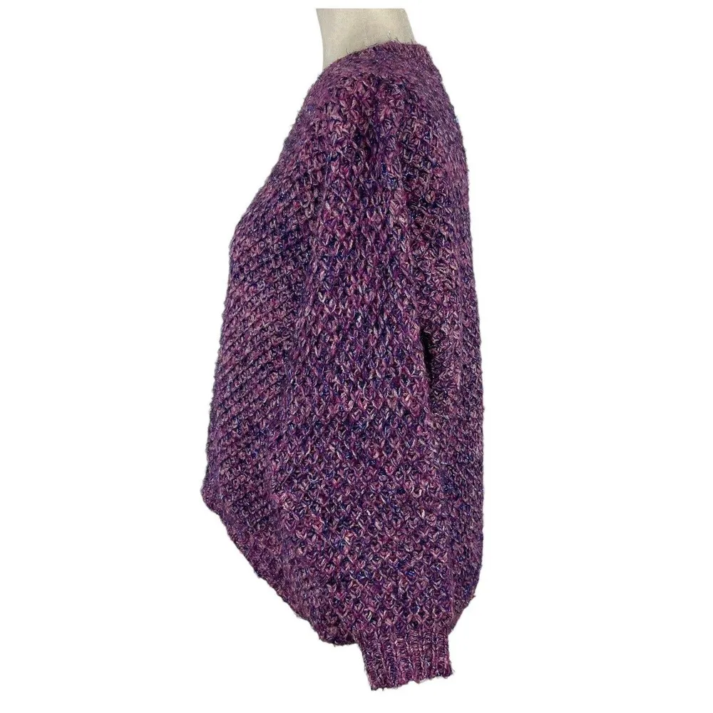 Anthropologie Raga Rita Sweater Purple Metallic Knit Crewneck Size X-Small XS - Image 9